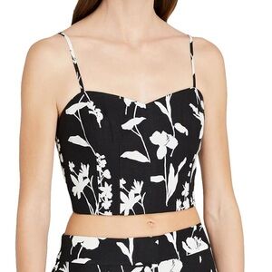 Club Monaco Black and White Floral Crop Top